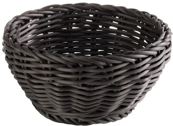 Leipäkori, pyöreä, musta muovipunos, Ø16xK8 cm