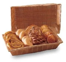 Leipäkori, suorakulmainen, vaaleanruskea muovipunos, 41x28x8 cm