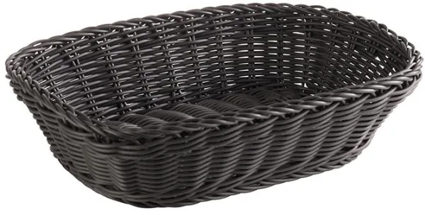 Poistuu valikoimasta: Leipäkori, suorakulmainen, musta muovipunos, 26,5x19xH7 cm