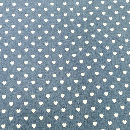 Denimikangas 145cm 50 Sydäntä - 50cm