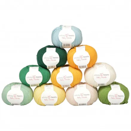 Infinity Hearts Baby Merino lankapaketti 14 vihreää ja keltaista sävyä - 10 kpl - Infinity Hearts Baby Merino lankapaketti 14 vihreää ja keltaista sävyä