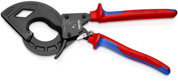 Knipex Kaapelileikkuri (räikkäperiaate, 3-vaihteinen) musta atramentoitu, monikomponenttikahvalla 320 mm