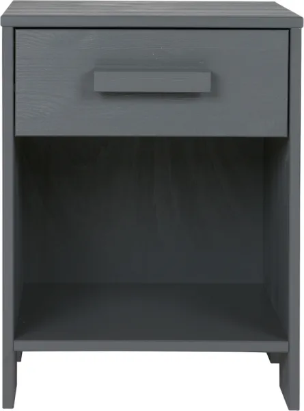 Dennis, Yöpöytä laatikolla, tummanharmaa, H52x36x39 cm, mänty
