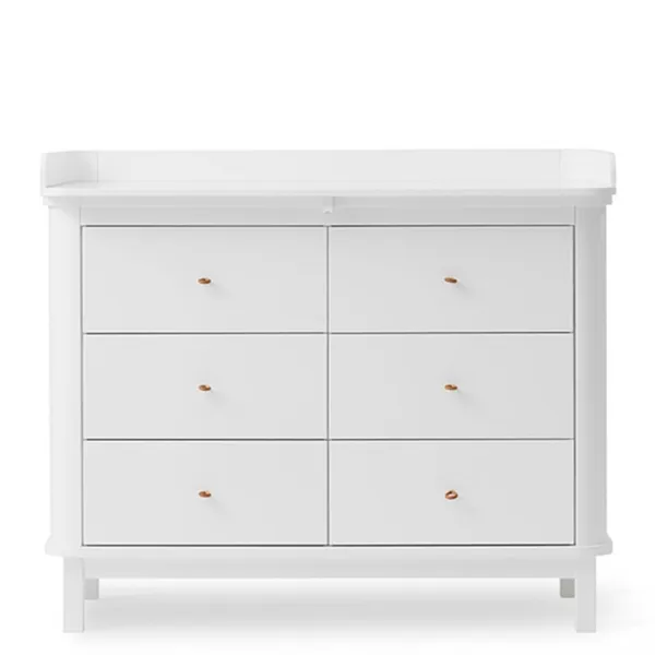 Oliver Furniture Wood Hoitopöytä 6 laatikolla Valkoinen
