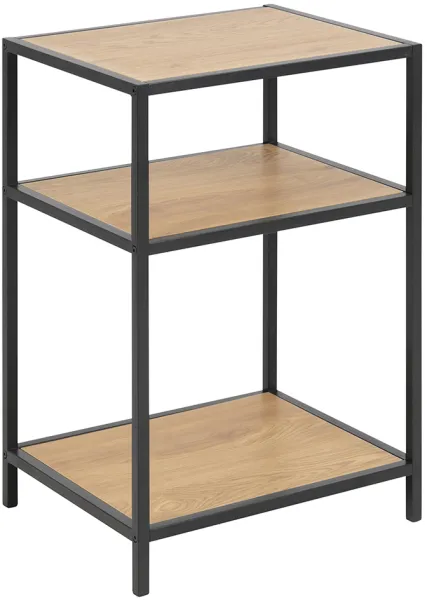 ACT NORDIC Seaford yöpöytä - luonnollinen/musta paperiviilu tammi/metalli, 2 hyllyllä