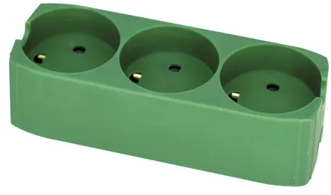 Gripo Jakorasia, jossa 3 pistorasiaa ja maadoitus, Vihreä