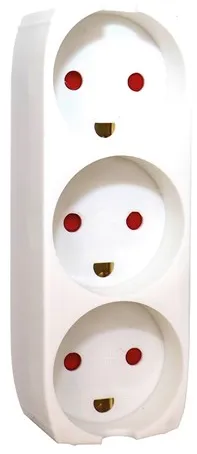 Gripo Jakorasia, jossa 3 pistorasiaa ja maadoitus, Valkoinen