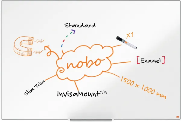 Nobo Impression Pro emaloitu valkotaulu 150x100cm valkoinen